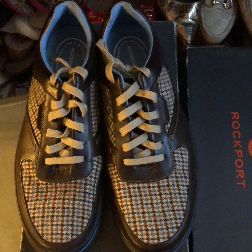 Men’s Rockports- Brown Leather/Tweed Shoes